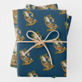 ブルーヴィンテージサンタクロースディアクラシッククリスマス  ラッピングペーパーシート (インサイチュ)