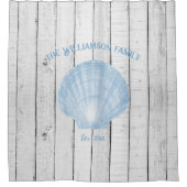 ブルーヴィンテージシェルシャワーカーテン シャワーカーテン (正面)