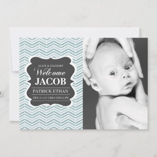 ブルーヴィンテージシャルボード誕生のお知らせ 案内状 (正面)