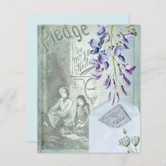 ブルーヴィンテージスクラップブック紙 (正面/裏面)