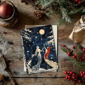 ブルーヴィンテージスタイルクリスマスカードと人魚 シーズンカード