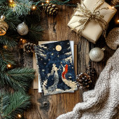 ブルーヴィンテージスタイルクリスマスカードと人魚 シーズンカード