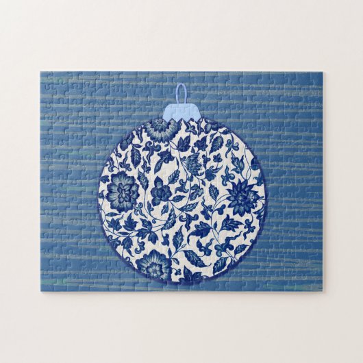 ブルーヴィンテージスタイルクリスマスデコールパズル ジグソーパズル (横)