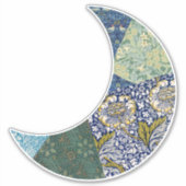 ブルーヴィンテージスタイルパッチワークムーンカットアウト シール (正面)