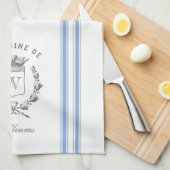 ブルーヴィンテージスタイルフランスのサックと名前をカスタムする キッチンタオル (四つ折り)