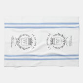 ブルーヴィンテージスタイルフランスのサックと名前をカスタムする キッチンタオル (横)