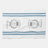 ブルーヴィンテージスタイルフランスのサックと名前をカスタムする キッチンタオル (横)