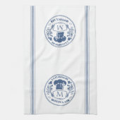 ブルーヴィンテージスタイルフランスの料理カスタムモノグラム キッチンタオル (縦)