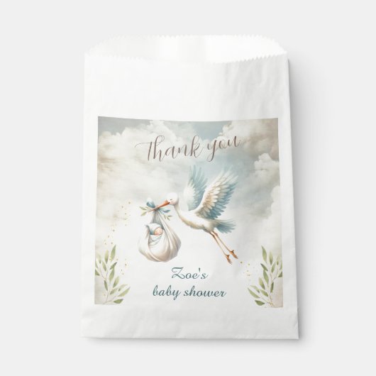 ブルーヴィンテージストークボーイベビーシャワー フェイバーバッグ (正面)