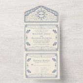 ブルーヴィンテージタロットカードゴシック結婚式の招待 オールインワン招待状 (内側)