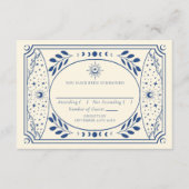 ブルーヴィンテージタロットカードゴシック結婚式RSVP エンクロージャーカード (正面)