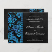 ブルーヴィンテージダマスクレース日付の保存 セーブザデート (正面/裏面)