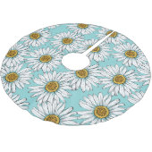 ブルーヴィンテージデイジーフローラルパターン ブラッシュドポリエステルツリースカート (アングル)