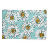 ブルーヴィンテージデイジーフローラルパターン 枕カバー (裏面)