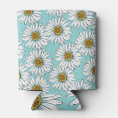 ブルーヴィンテージデイジーフローラルパターン 缶クーラー (裏面)