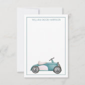 ブルーヴィンテージトイカーパーソナライズされた ノートカード (正面)