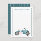 ブルーヴィンテージトイカーパーソナライズされた ノートカード (正面/裏面)