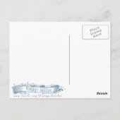 ブルーヴィンテージトナカイイラストレーション ポストカード (裏面)