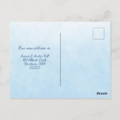 ブルーヴィンテージトラックと家を移動 ポストカード (裏面)