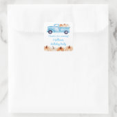 ブルーヴィンテージトラックカボチャ誕生日パーティーのお願い スクエアシール (バッグ)