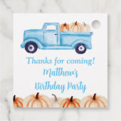 ブルーヴィンテージトラックパンプキンバースデーパーティー フェイバータグ (裏面)