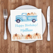 ブルーヴィンテージトラックパンプキンボーバースデーパーティー スタンダードカクテルナプキン