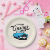 ブルーヴィンテージトラック誕生日カスタム紙プレート ペーパープレート (パーティー)