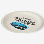 ブルーヴィンテージトラック誕生日カスタム紙プレート ペーパープレート (アングル)