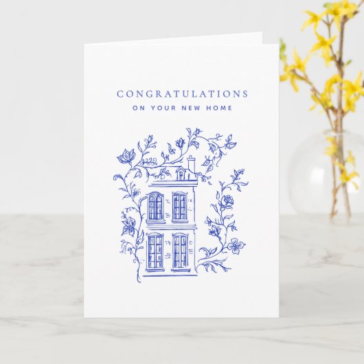 ブルーヴィンテージハウスニューホームゲディション カード (黄色い花)