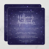 ブルーヴィンテージハロウィーンスポオクタキュラースクエア/ラウンド 招待状 (正面/裏面)