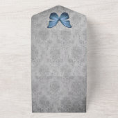 ブルーヴィンテージバタフライダマスクウェディング オールインワン招待状 (外側)