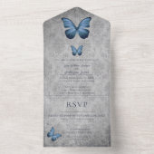 ブルーヴィンテージバタフライダマスクウェディング オールインワン招待状 (内側)