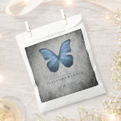 ブルーヴィンテージバタフライダマスクウェディング フェイバーバッグ (クリップ留めされた状態)