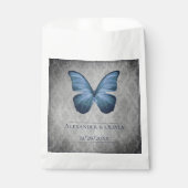 ブルーヴィンテージバタフライダマスクウェディング フェイバーバッグ (正面)