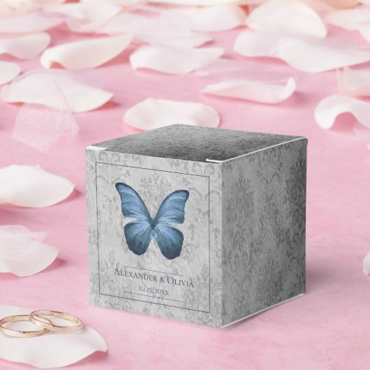 ブルーヴィンテージバタフライダマスクウェディング フェイバーボックス (ウェディング)