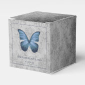 ブルーヴィンテージバタフライダマスクウェディング フェイバーボックス (正面サイド)