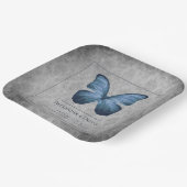 ブルーヴィンテージバタフライダマスクウェディング ペーパープレート (傾斜あり)