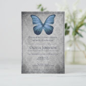 ブルーヴィンテージバタフライダマスクブライダルシャワー 招待状 (スタンド正面)