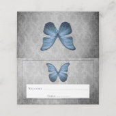 ブルーヴィンテージバタフライダマスク披露宴 プレイスカード (外部開封)