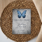 ブルーヴィンテージバタフライダマスク日付を保存 案内状