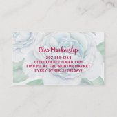 ブルーヴィンテージバラクロシェ針編みフックヤーンクラフト 名刺 (裏面)