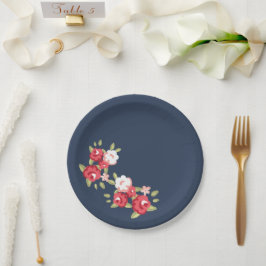 ブルーヴィンテージバラ紙プレート ペーパープレート