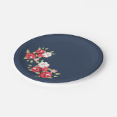 ブルーヴィンテージバラ紙プレート ペーパープレート (アングル)