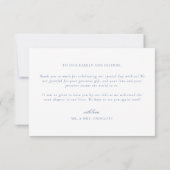 ブルーヴィンテージバロックモノグラム結婚クレスト サンキューカード (裏面)