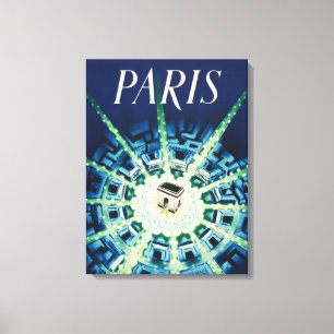 ブルーヴィンテージパリフランスのエアトラベルヨーロッパ キャンバスプリント