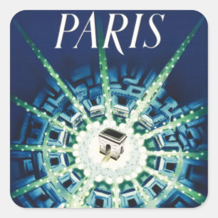ブルーヴィンテージパリフランスのエアトラベルヨーロッパ スクエアシール