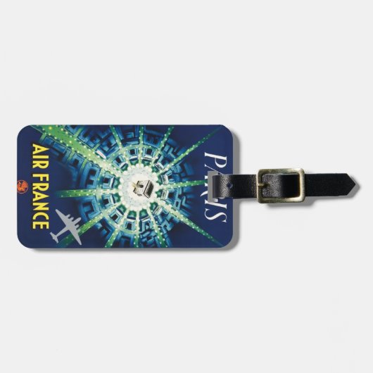 ブルーヴィンテージパリフランスのエアトラベルヨーロッパ ラゲッジタグ (正面横)