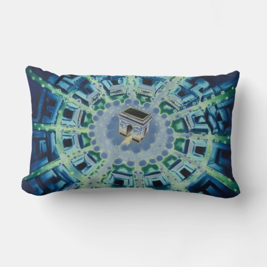 ブルーヴィンテージパリフランスのエアトラベルヨーロッパ ランバークッション (正面)