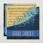 ブルーヴィンテージピーコックブライダルシャワー招待状 招待状 (正面/裏面)
