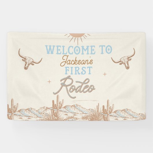 ブルーヴィンテージファーストRodeo 1st Birthday Welcome 横断幕 (横)